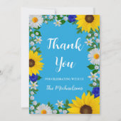 Summer Sky Blue Floral Wedding Dankeskarte (Rückseite)