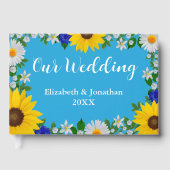 Summer Sky Blue Floral Wedding Gästebuch (Vorderseite)