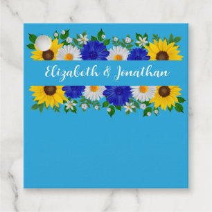 Summer Sky Blue Floral Wedding Geschenkanhänger