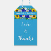 Summer Sky Blue Floral Wedding Geschenkanhänger (Vorderseite)