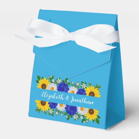 Summer Sky Blue Floral Wedding Geschenkschachtel (Vorderseite)