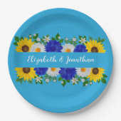 Summer Sky Blue Floral Wedding Pappteller (Vorderseite)