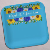 Summer Sky Blue Floral Wedding Pappteller