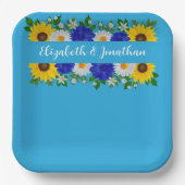 Summer Sky Blue Floral Wedding Pappteller (Vorderseite)
