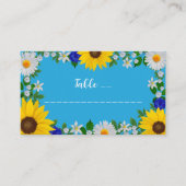 Summer Sky Blue Floral Wedding Platzkarte (Vorderseite)