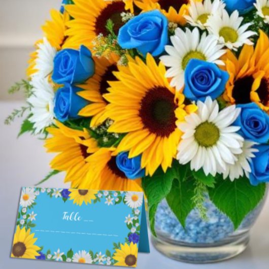 Summer Sky Blue Floral Wedding Platzkarte