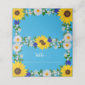 Summer Sky Blue Floral Wedding Platzkarte (Außenseite Aufgefaltet)
