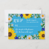 Summer Sky Blue Floral Wedding RSVP Karte (Vorderseite)