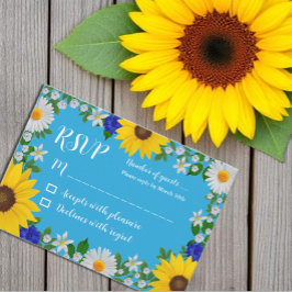 Summer Sky Blue Floral Wedding RSVP Karte