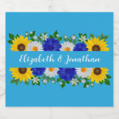 Summer Sky Blue Floral Wedding Schaumweinetikett (Einzelnes Label)