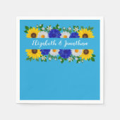 Summer Sky Blue Floral Wedding Serviette (Vorderseite)