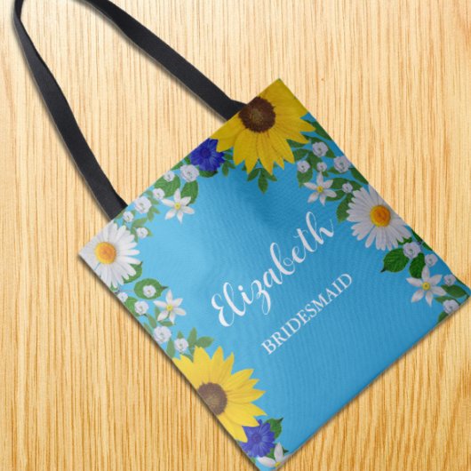 Summer Sky Blue Floral Wedding Tasche