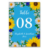 Summer Sky Blue Floral Wedding Tischnummer (Vorderseite)
