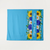 Summer Sky Blue Floral Wedding Wandteppich (Vorderseite (Horizontal))