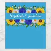 Summer Sky Blue Floral Wedding Weinetikett (Einzelnes Label)