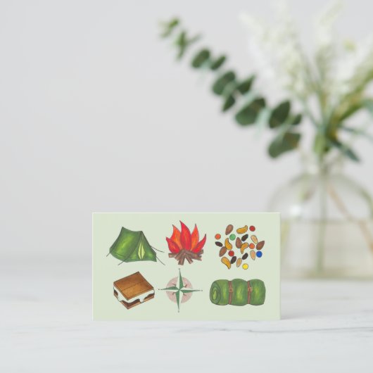 Summer Sleepaway Camp Camping Campingplatz Visitenkarte (Stehend Vorderseite)