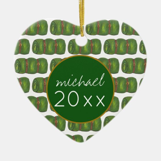 Summer Sleepaway Camp Green Sleeping Bag Keramik Ornament (Vorne)