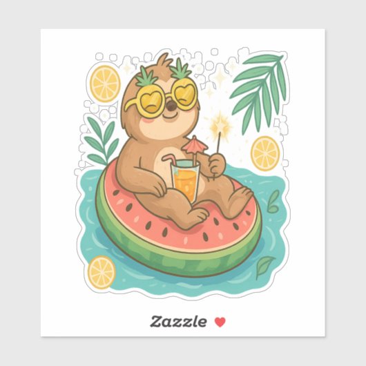 Summer Sloth Pool Floating Aufkleber (Blatt)