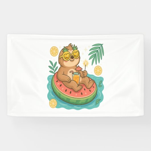 Summer Sloth Pool Floating Banner (Horizontal)