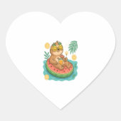 Summer Sloth Pool Floating Herz-Aufkleber (Vorderseite)