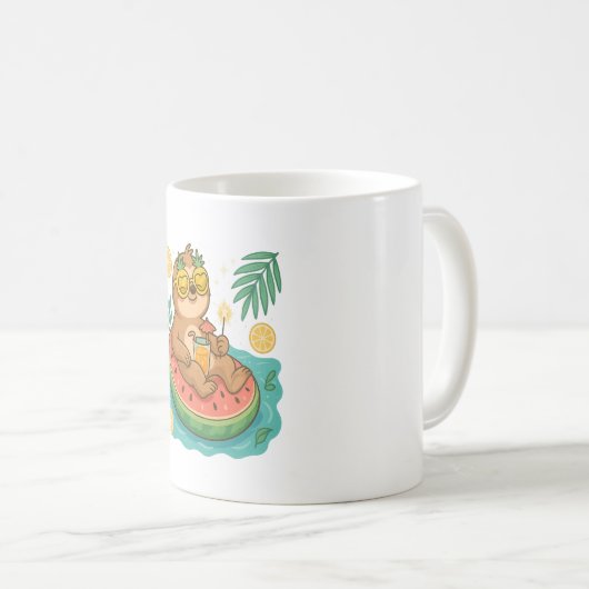 Summer Sloth Pool Floating Kaffeetasse (VorderseiteRechts)