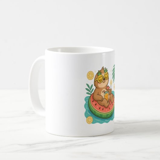 Summer Sloth Pool Floating Kaffeetasse (Vorderseite Links)