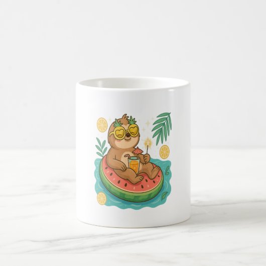 Summer Sloth Pool Floating Kaffeetasse (Mittel)