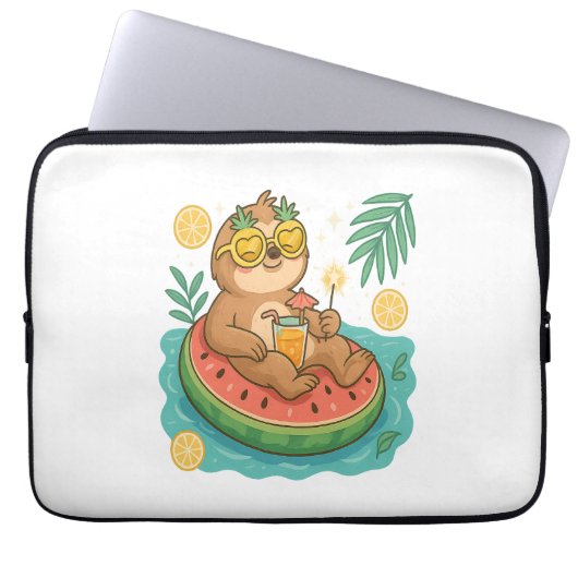 Summer Sloth Pool Floating Laptopschutzhülle (Vorderseite)
