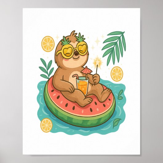 Summer Sloth Pool Floating Poster (Vorne)