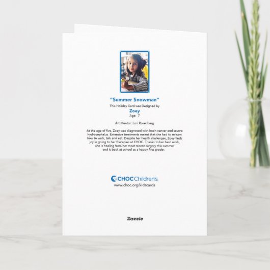 Summer Snowman - Kids Art für CHOC Dankeskarte (Rückseite)