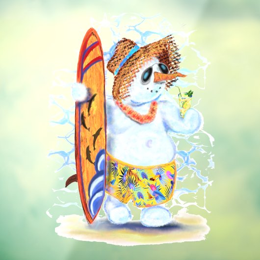 Summer Snowman Surfer Funny Window Cloning Fensteraufkleber (Blatt 3)