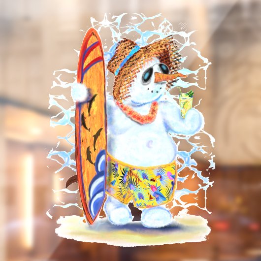 Summer Snowman Surfer Funny Window Cloning Fensteraufkleber (Blatt 2)