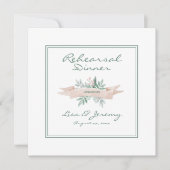Summer Soft Pink, Green Wedding Probe Dinner Einladung (Vorderseite)