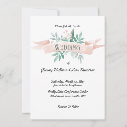 Summer Soft Pink Wedding Einladung (Vorderseite)