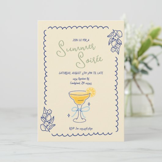 Summer Soirée Cocktail Abend Einladung (Stehend Vorderseite)