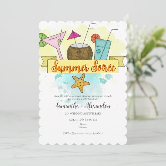 Summer Soirée Cocktail Pool Probe Abendessen Einladung (Stehend Vorderseite)