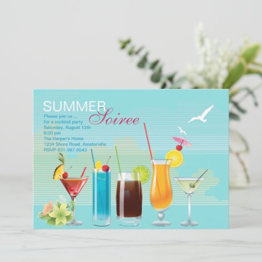 Summer Soiree Einladung (Stehend Vorderseite)