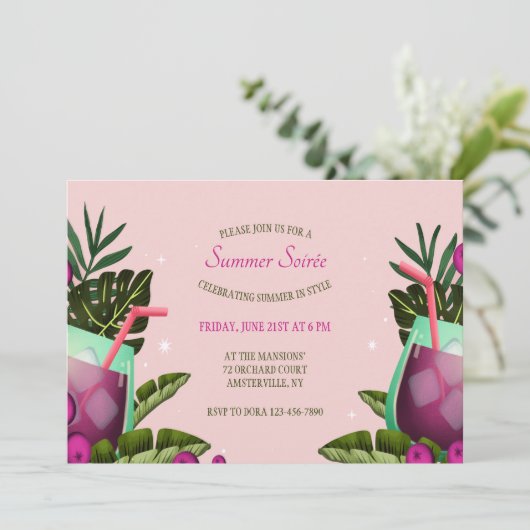 Summer Soirée Einladung (Stehend Vorderseite)