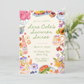 Summer Soiree Einladung Handgezogenes Lebensmittel (Stehend Vorderseite)