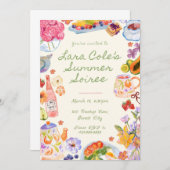Summer Soiree Einladung Handgezogenes Lebensmittel (Vorne/Hinten)