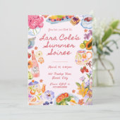 Summer Soiree Einladung Handgezogenes Lebensmittel (Stehend Vorderseite)