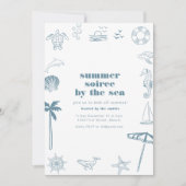 Summer Soiree Party Einladung mit Ocean Icons (Vorderseite)