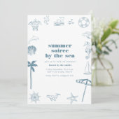 Summer Soiree Party Einladung mit Ocean Icons (Stehend Vorderseite)