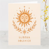 Summer Solstice Celestial Sun Face Botanical Art Karte (Gelbe Blume)