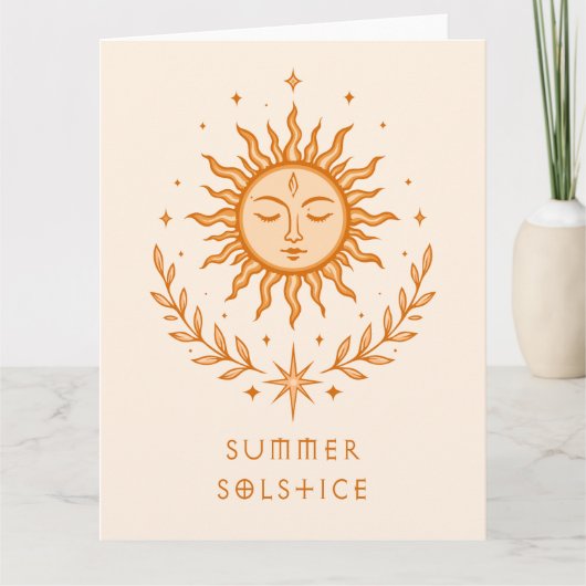 Summer Solstice Celestial Sun Face Botanical Art Karte (Vorderseite)