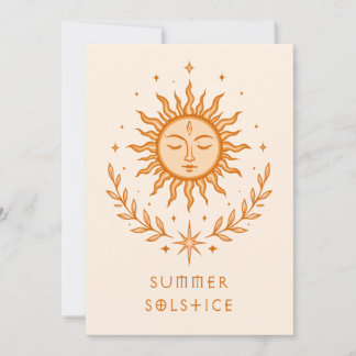 Summer Solstice Celestial Sun Face Botanical Art Karte