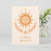 Summer Solstice Celestial Sun Face Botanical Art Karte (Stehend Vorderseite)