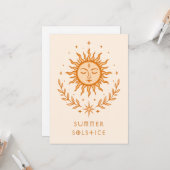 Summer Solstice Celestial Sun Face Botanical Art Karte (Vorderseite/Rückseite Beispiel)