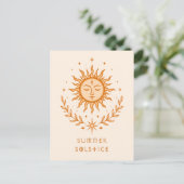 Summer Solstice Celestial Sun Face Botanical Art Postkarte (Stehend Vorderseite)
