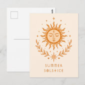 Summer Solstice Celestial Sun Face Botanical Art Postkarte (Vorne/Hinten)